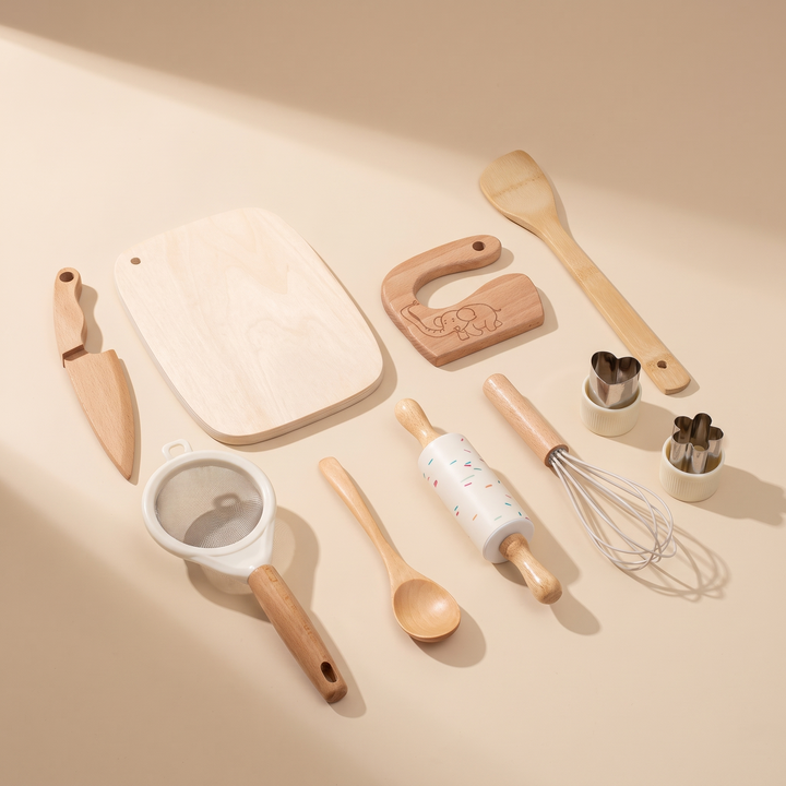 Kinder-Küchenset aus Holz – 9-teilig zum echten Mitkochen