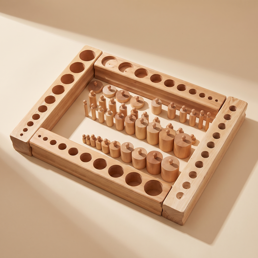 Einsatzzylinder-Blöcke von Spielsinne aus Holz mit Knopfzylindern zum Einsetzen