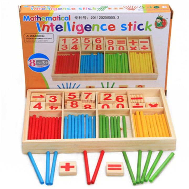 Rechenstäbchen-Set aus Holz – Zählen, Sortieren, erstes Rechnen